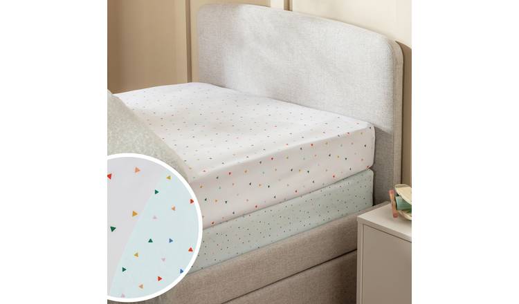 Argos Home Nursery Micro Print Blue 2 Pack Fitted Sheet - Single