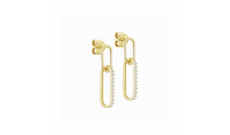 Revere 9ct Yellow Gold Paperclip Style Drop Earrings