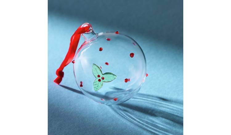 Habitat Glass with Holly Icon Christmas Bauble