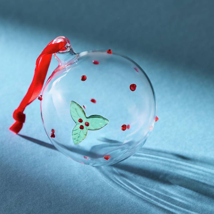 Habitat Glass with Holly Icon Christmas Bauble 0