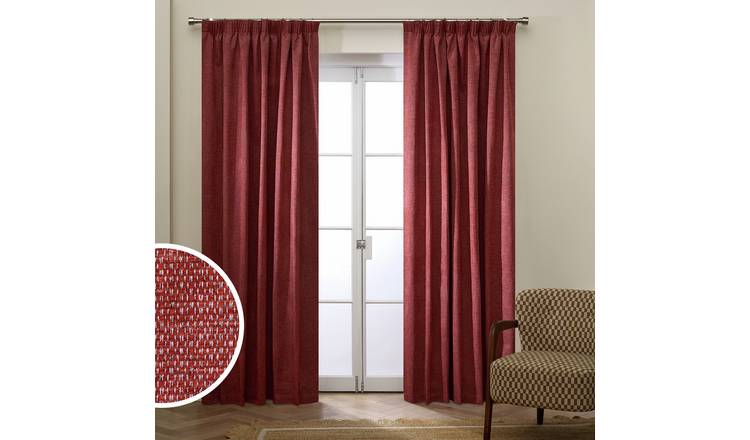 Habitat Basket Weave Blackout Pencil Pleat Curtain - Terracotta - 168x229cm