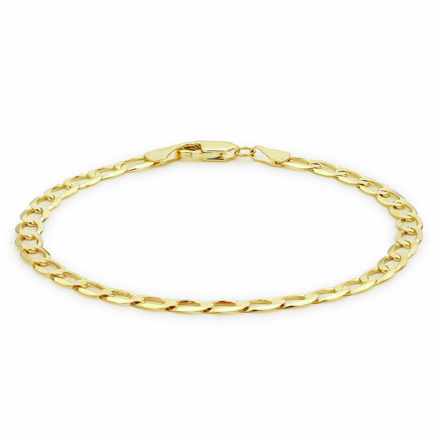 Revere 9ct Yellow Gold Diamond Cut Flat Curb Bracelet 20cm