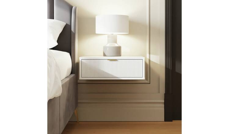 GFW Sienna 1 Drawer Wall Mounted Bedside Table - White