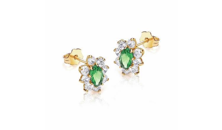 Revere 9ct Yellow Gold Flower Cluster Stud Earrings