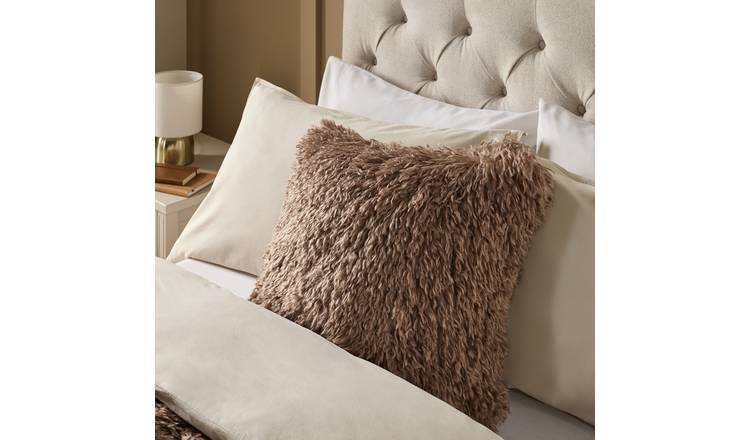 Argos Home Mongolian Fur Cushion Mocha - 50x50cm