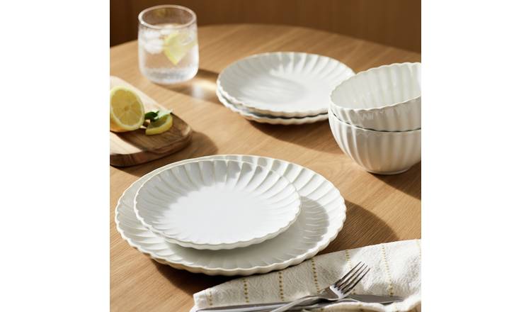 Argos Home 12 Piece Scalloped Edge Fine China Dinner Set - Cream