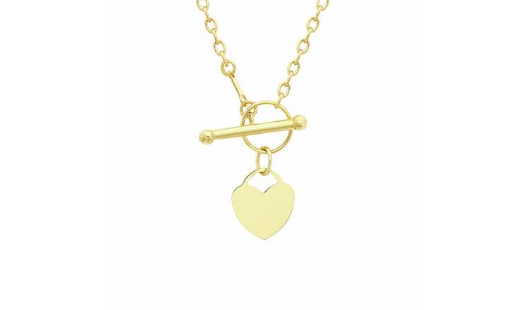 Revere 9ct Yellow Gold Heart And T-Bar Necklace