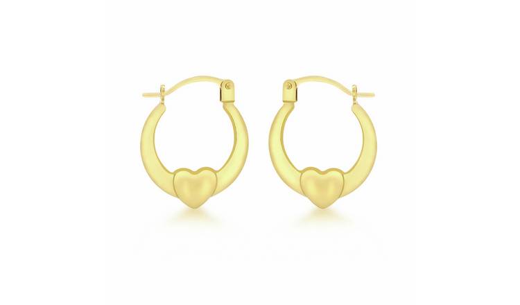 Revere 9ct Yellow Gold Heart Creole Earrings