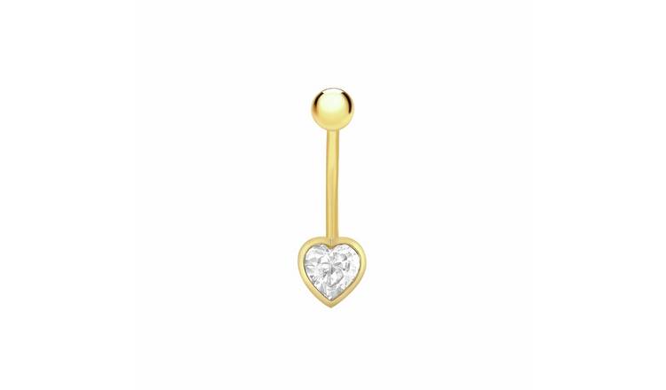 Revere 9ct Gold Plated Heart White Belly Bar