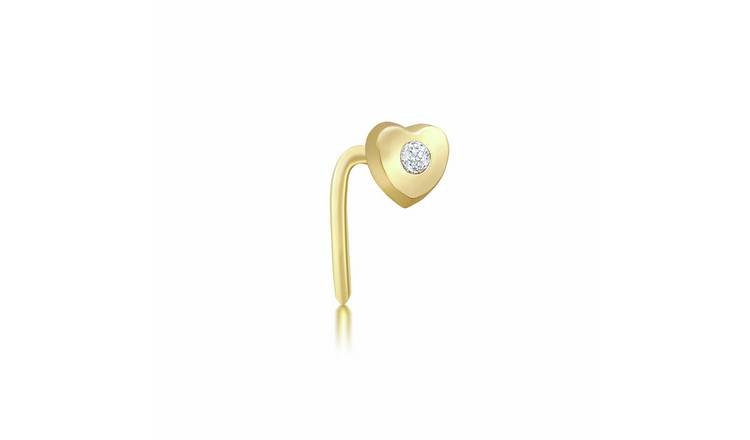 Revere 9ct Yellow Gold Heart Nose Studs