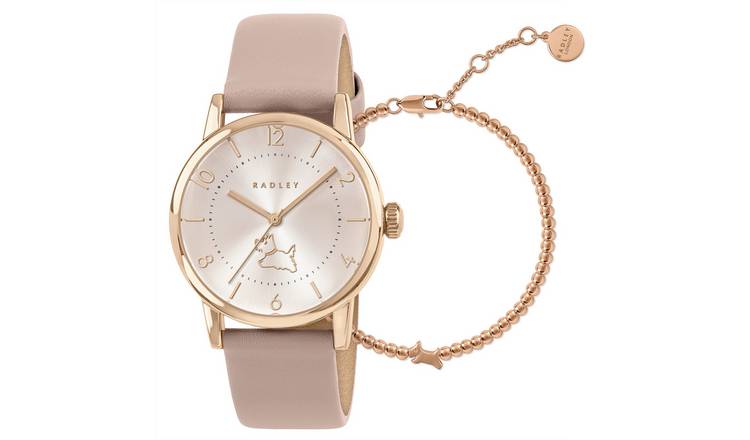 Radley Praire Pink Leather Strap Watch and Bracelet Set