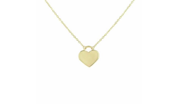 Revere 9ct Yellow Gold Heart Drop Engravable Necklace