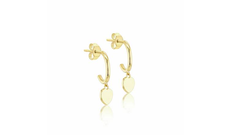 Revere 9ct Yellow Gold Heart Drop Stud Earrings