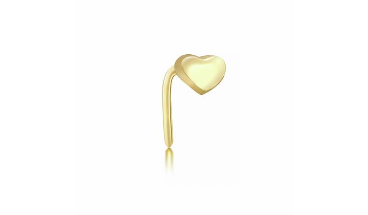 Revere 9ct Yellow Gold Heart Nose Studs