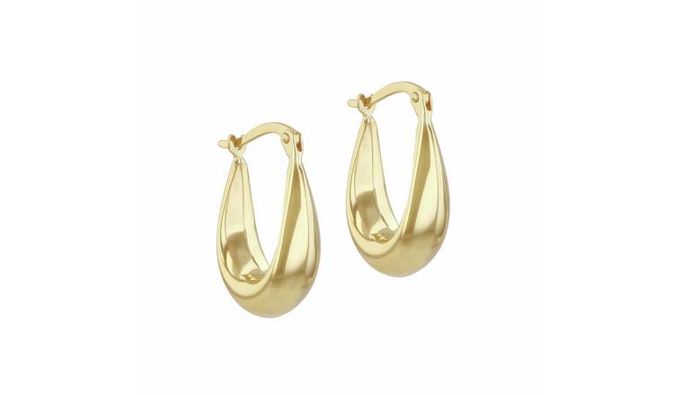 Revere 9ct Yellow Gold Tapered Knife Edge Creole Earrings