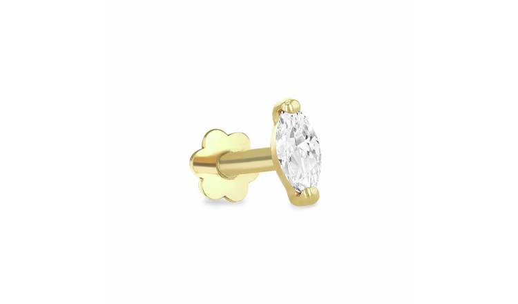 Revere 9ct Yellow Gold Marquise Labret Stud Earrings