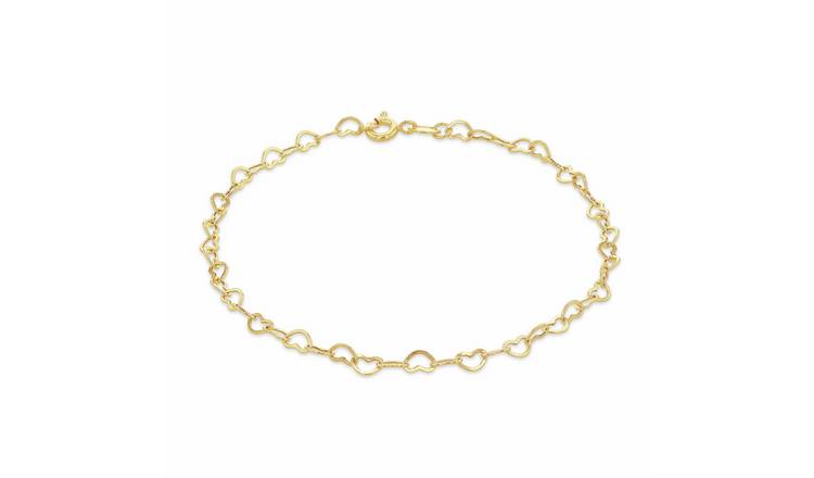 Revere 9ct Yellow Gold Mini Open Heart Bracelet