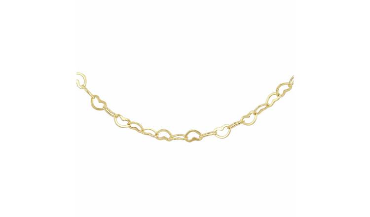 Revere 9ct Yellow Gold Mini Open Heart 18 Inch Chain