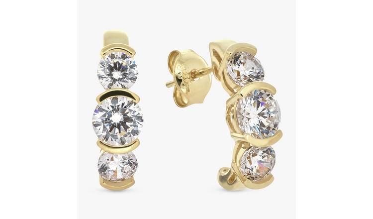 Revere Gold Plated Sterling Silver Trilogy Stud Earrings