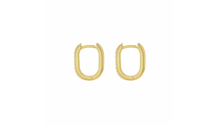 Revere 9ct Yellow Gold Rectangular Hoop Creole Earrings