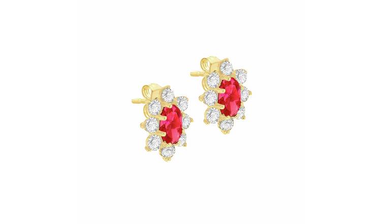 Revere 9ct Yellow Gold Flower Cluster Stud Earrings