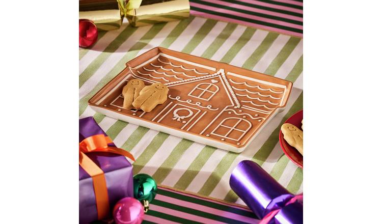 Argos Home Gingerbread House Stoneware Serving Platter - Brown