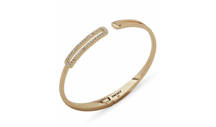 DKNY Gold Tone Pave Hinge Bangle