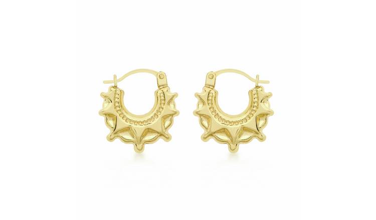 Revere 9ct Yellow Gold Star Creole Earrings