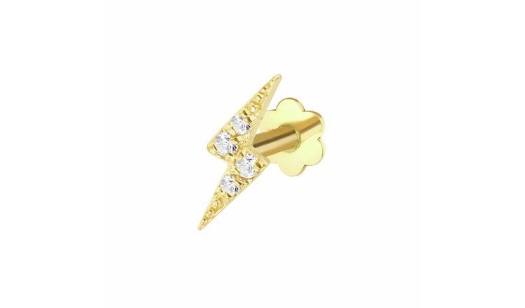 Revere 9ct Yellow Gold Thunder Labret Stud Earring