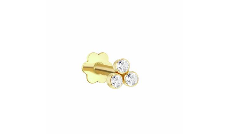 Revere 9ct Yellow Gold Trinity Labret Stud Earrings