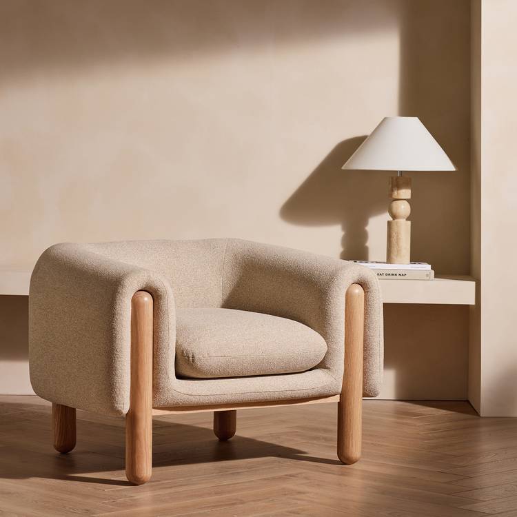 Habitat Drape Fabric Armchair - Natural 0