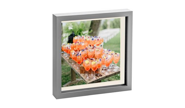 Nicola Spring 3D Box Photo Frame - 10 x 10" with Mount - Grey