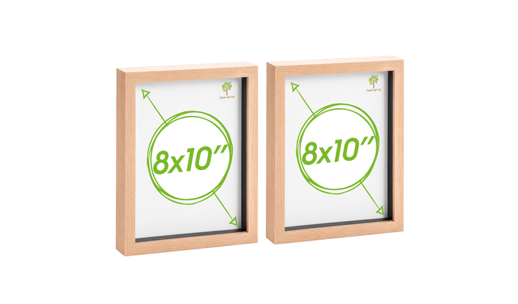 Nicola Spring 3D Box Photo Frames - 8 x 10" - Set of 2 - Light Wood