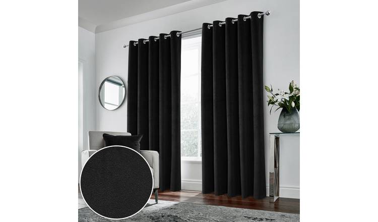 Enhanced Living Hampton Eyelet Blackout Thermal Curtains - 168 x 229cm - Black