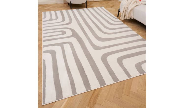 The Rugs Grey Loft Curved Line Rug - 120 x 170cm