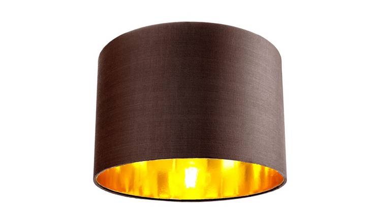 Happy Homewares Brown Cotton with Shiny Copper Inner Lampshade - 30cm