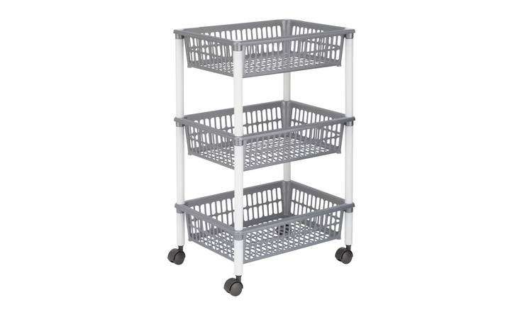 Argos Home 3 Tier Plastic Vegetable Trolley - Grey and White