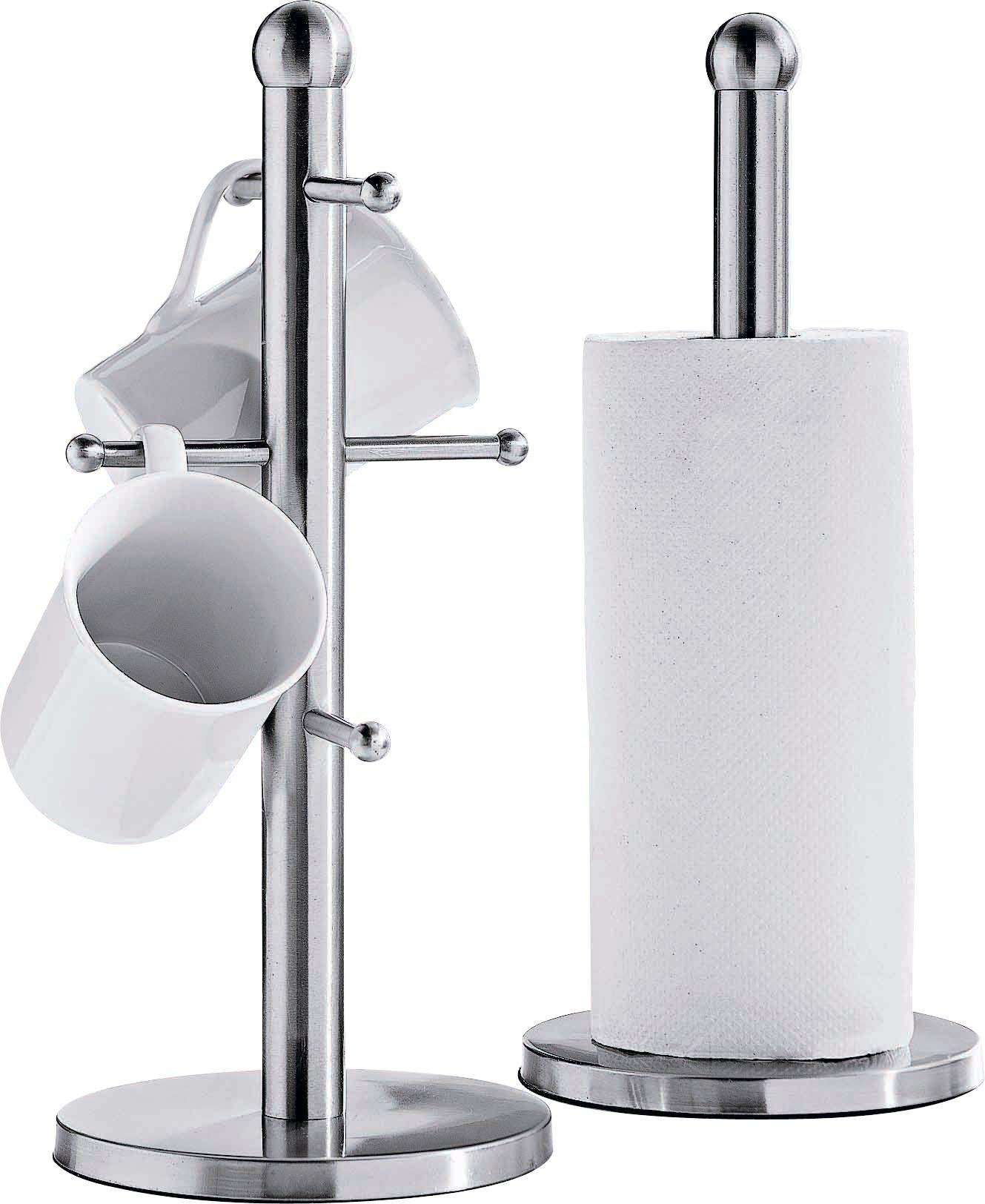 Argos Home Stainless Steel Mug Tree-Kitchen Towel Holder Set