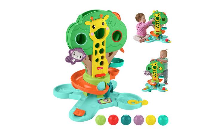 Fisher Price Sit-To-Stand Jungle Tree, Musical Ball Drop Play Center, 6 Balls