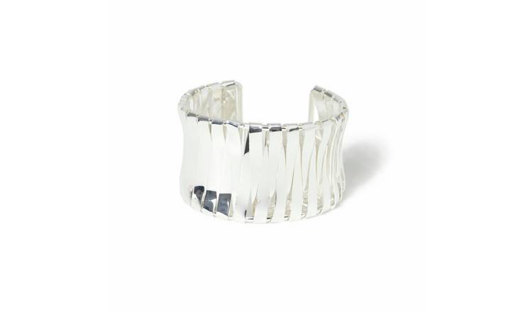 Freedom Silver Chunky Textured Cuff Bracelet