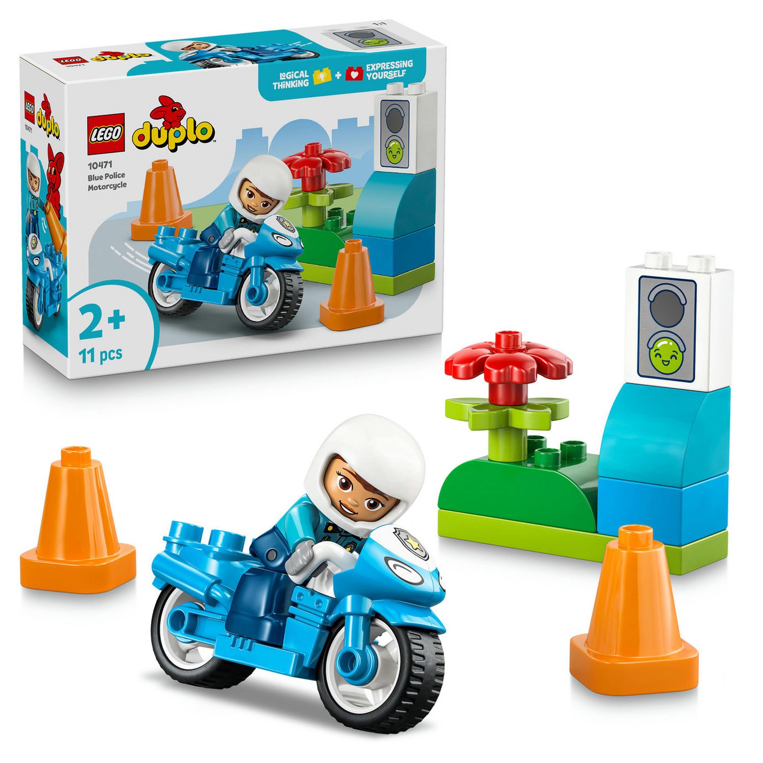 LEGO DUPLO Blue Police Motorcycle Toy
