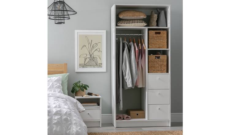 Argos Home Malibu 3 Drawers Open Storage Wardrobe - White