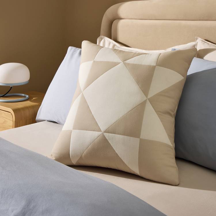 Habitat Quilted Motif Cushion Neutral - 50x50cm 0