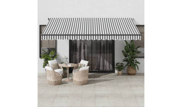 Walplus Electric Polyester Awning - Anthracite and White - 450x350 cm