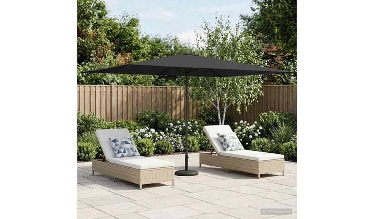 Walplus Rectangular Polyester Garden Parasol - Anthracite - 290 x 190 x 223 cm