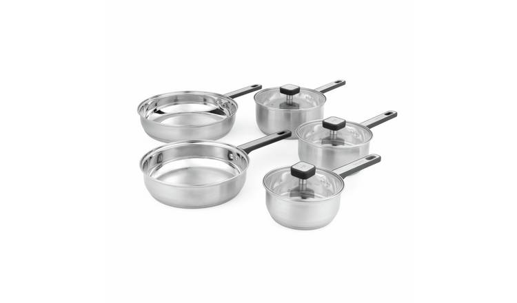 Salter Expert 5 Piece Non Stick Stainless Steel Pan Set