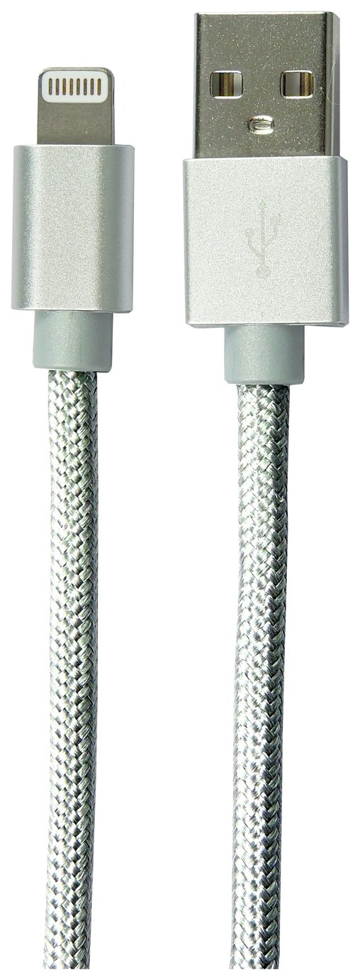 2m Braided Lightning Cable - Silver