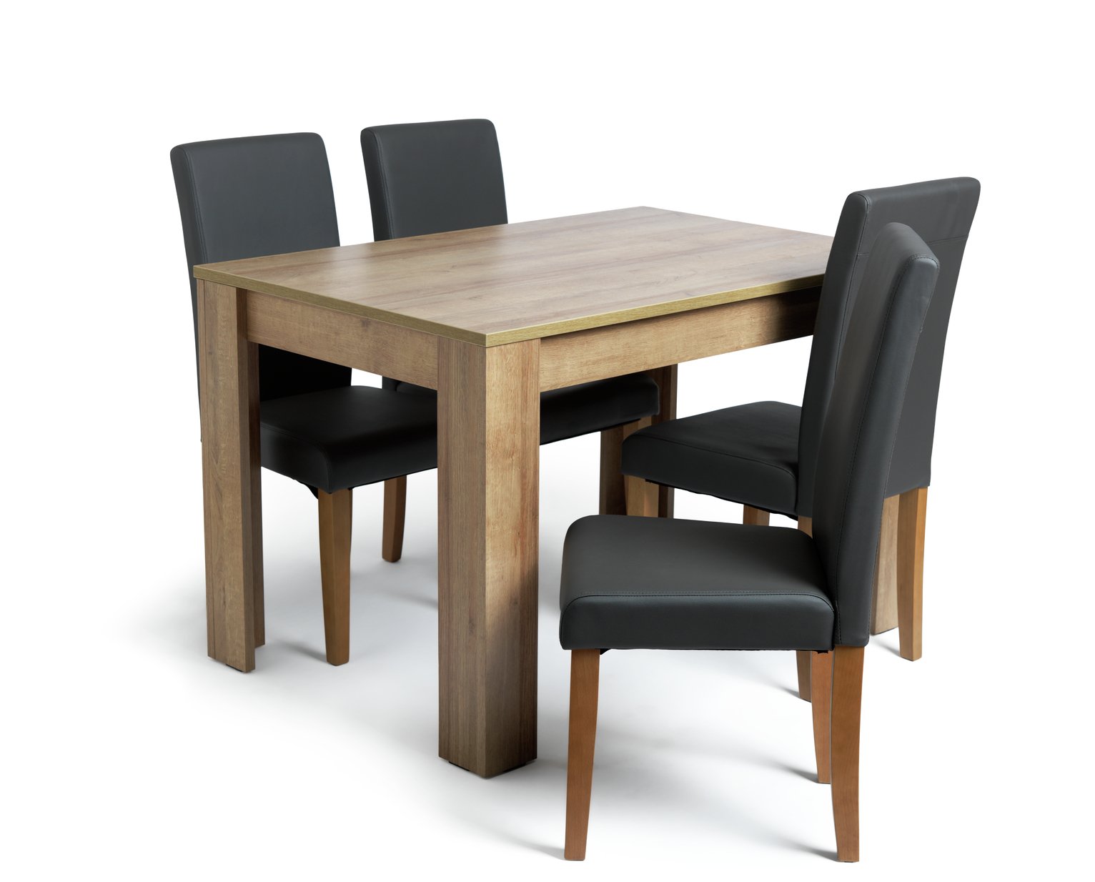 Argos Home Miami Oak Effect Table & 4 Charcoal Chairs