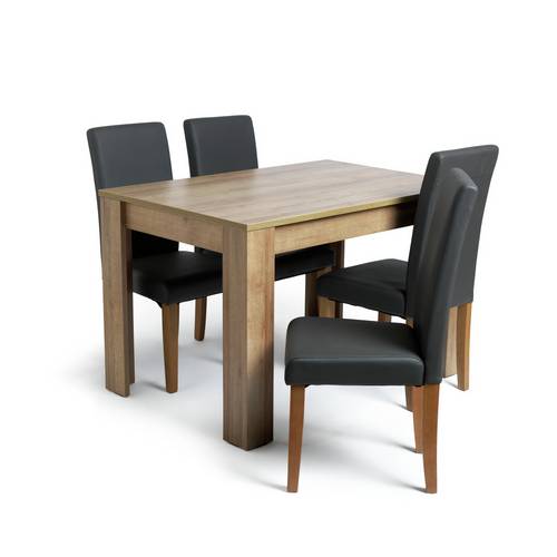 Buy Argos Home Miami Oak Effect Table & 4 Charcoal Chairs | Dining