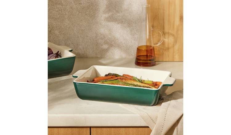 Argos Home Medium 31x19cm Dark Green Ceramic Roaster